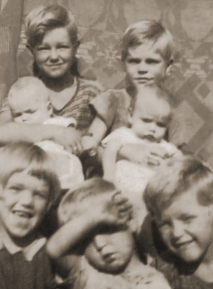 Chuck (top right) and siblings